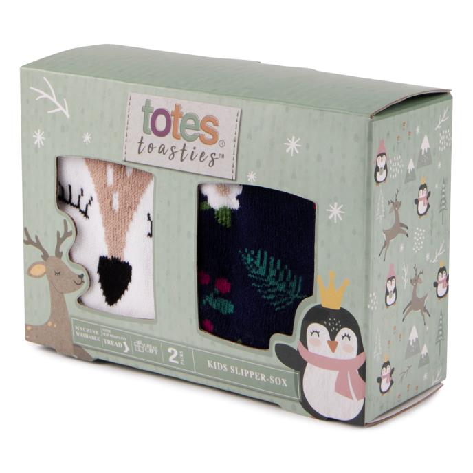 totes toasties® Childrens Original Slipper Socks (Twin Pack) Deer Extra Image 1